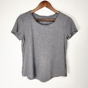 Lululemon grey thermal/waffle texture cropped Scoop-Neck tee size 10